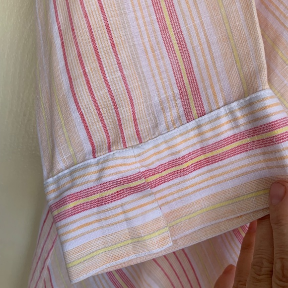 Chico's 100% Line Striped Button Down Shirt 2 or M-L Tunic Coastal Travel Top - Picture 8 of 16